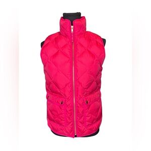 J.Crew Womens Quilted Down Puffer Vest XS Hot Pink Zip Front Lightweight Stylish